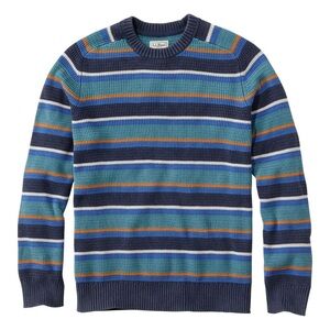 NTW L.L.Bean Men's Cotton Sweater, Stripe in Classic Navy Size L, Regular